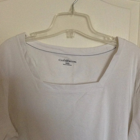 Croft & Barrow Women's Size XXL Top  Short Sleeve White Cotton T-Shirt - Picture 2 of 5